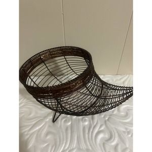 Large Metal wire Cornucopia Horn of plenty beaded